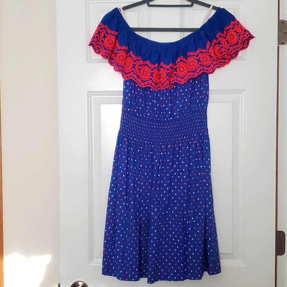 Lilly Pulitzer Kalama Off the Shoulder Smocked Dress Medium